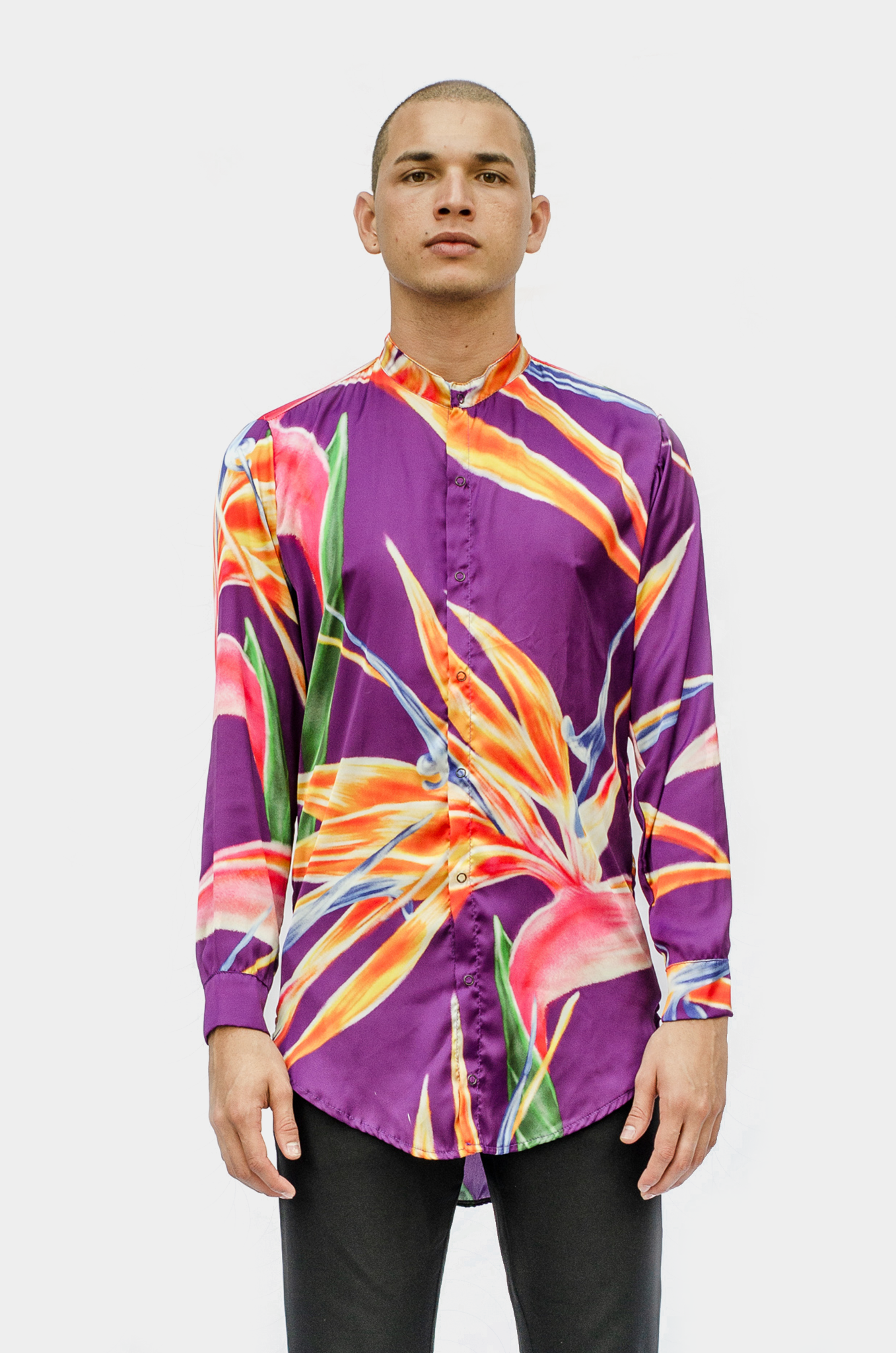 Ave del Paraiso Morada Silk Shirt