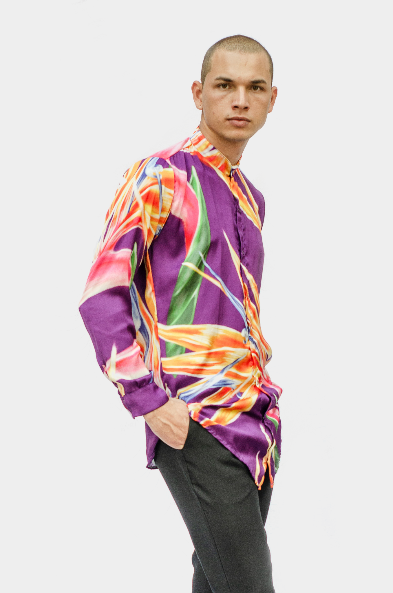 Ave del Paraiso Morada Silk Shirt