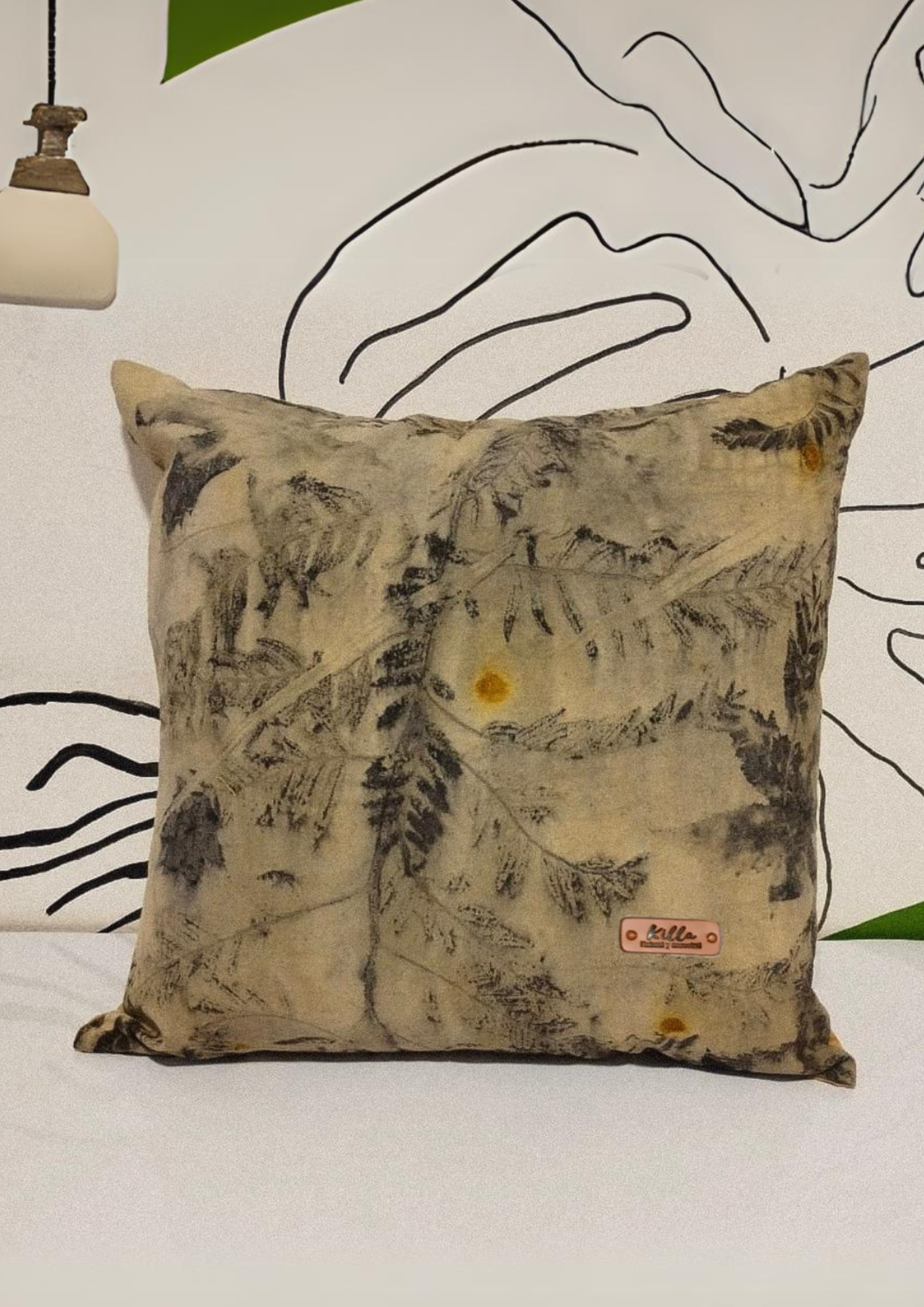 Pure Cotton Cushion Cover with Eco Botanical Print