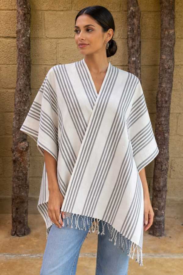 Handwoven Cotton Loom Poncho