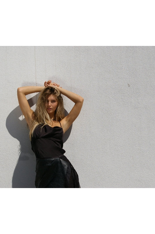 ENCOUNTER Double Layer Vegan Leather Skirt