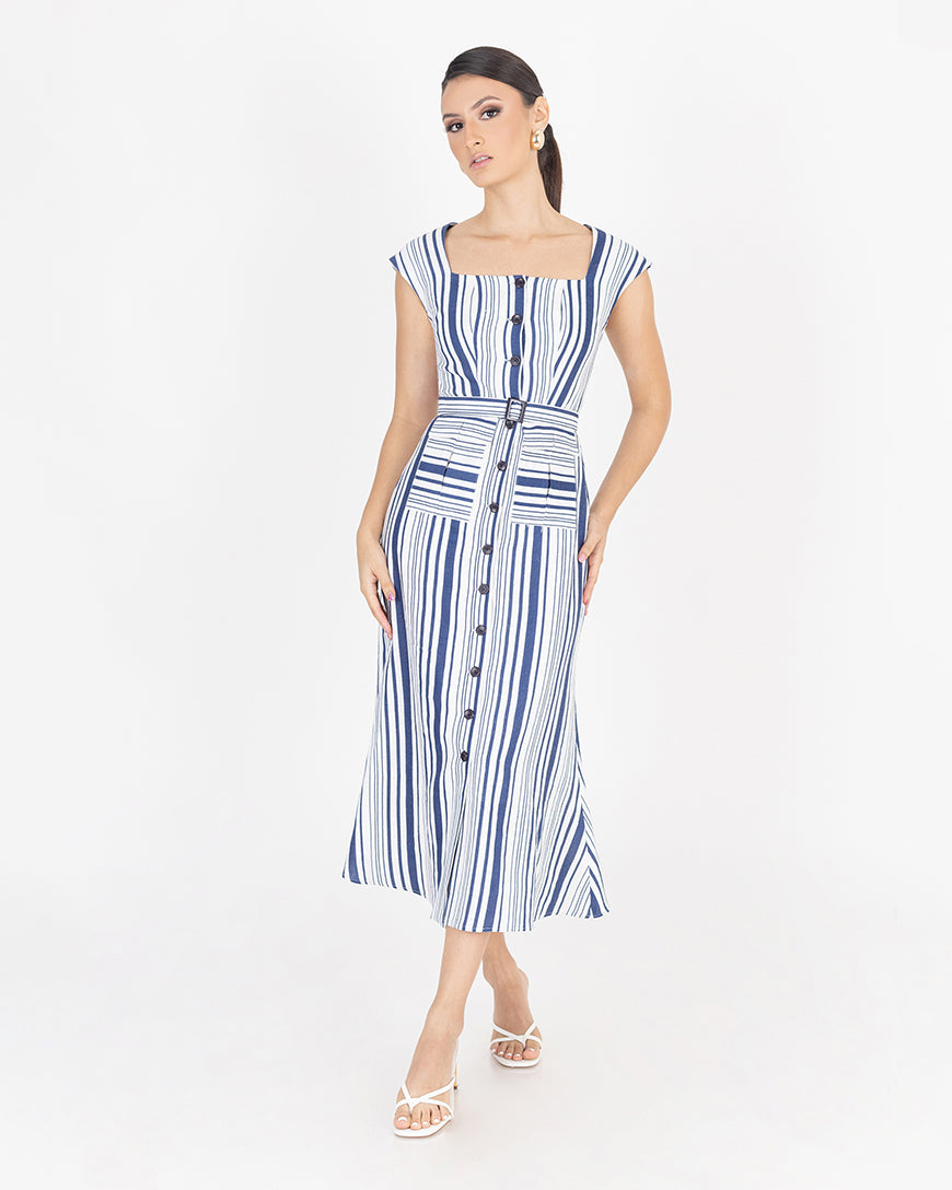 Linen Sleeveless Midi Dress