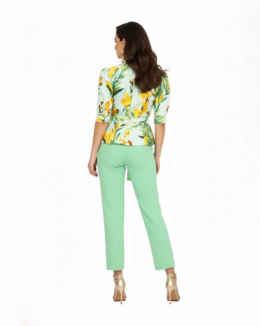 Floral Pleated Shoulder Shirt Blouse