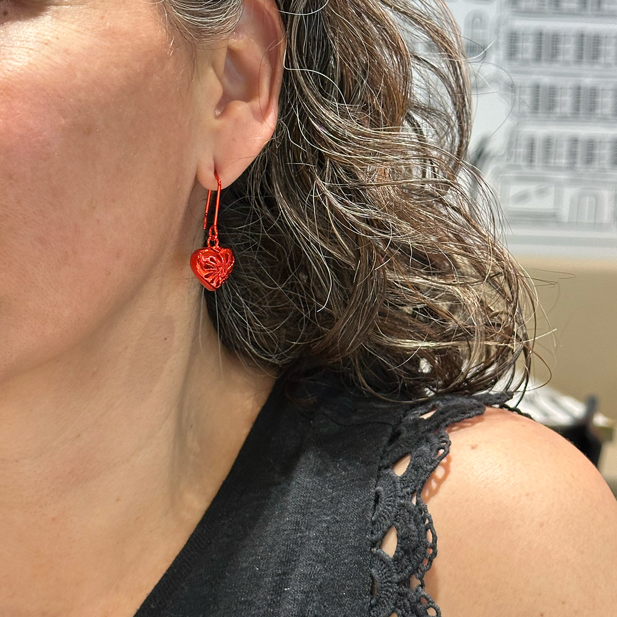 Matices Heart Earrings – Red