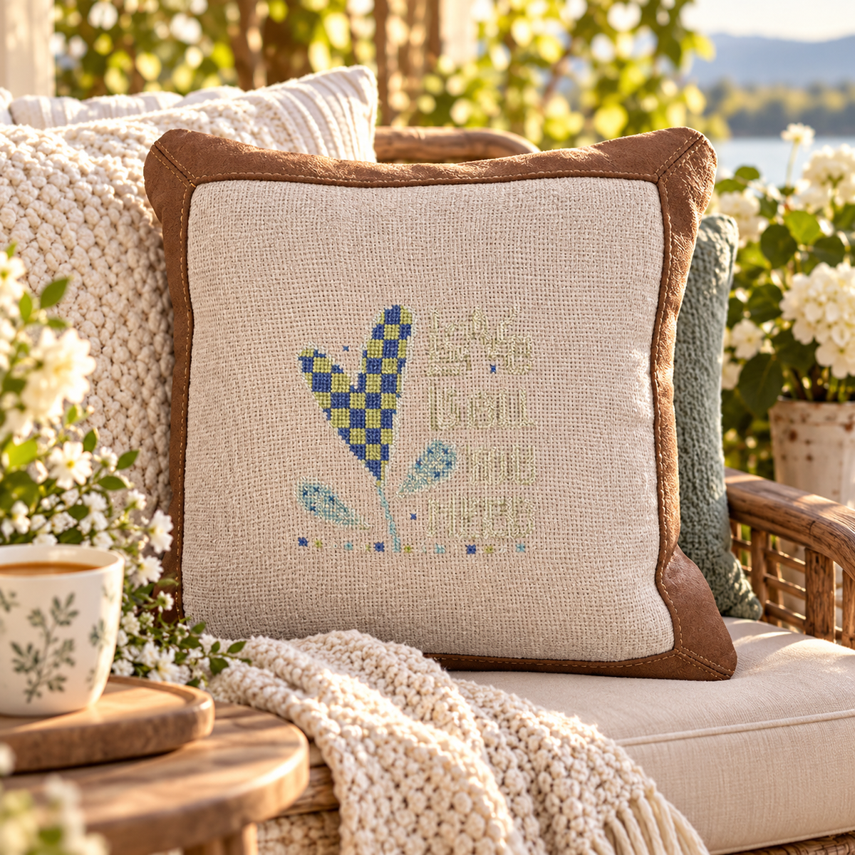 Heart-shaped Flower Cushion
