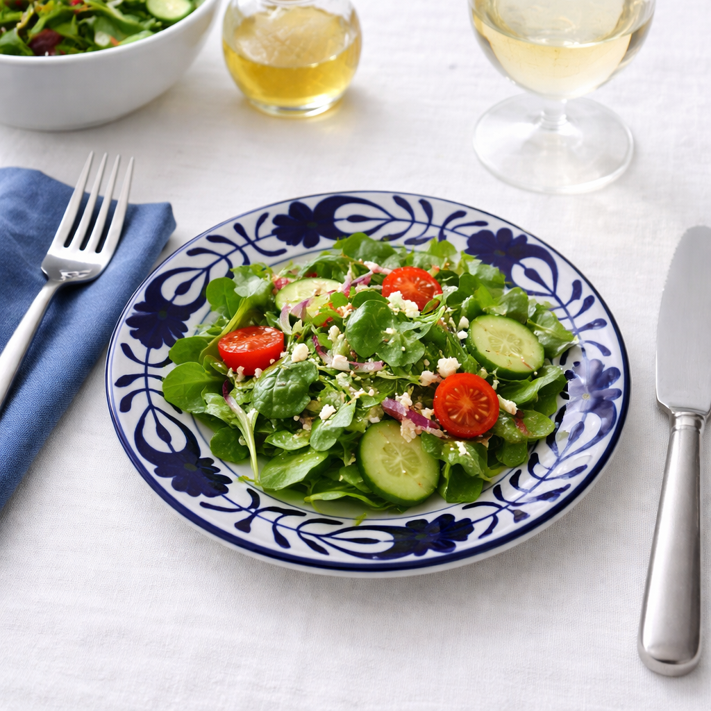 Hand Painted Stoneware Thousand Peaks Salad Plate