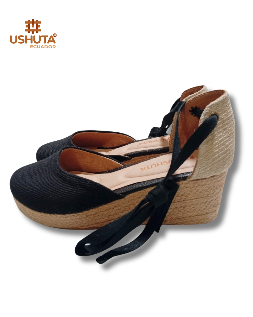 Sisa Wedge Sandals Espadrille Hand Made With Ankle Strap and Jute Sole Platform