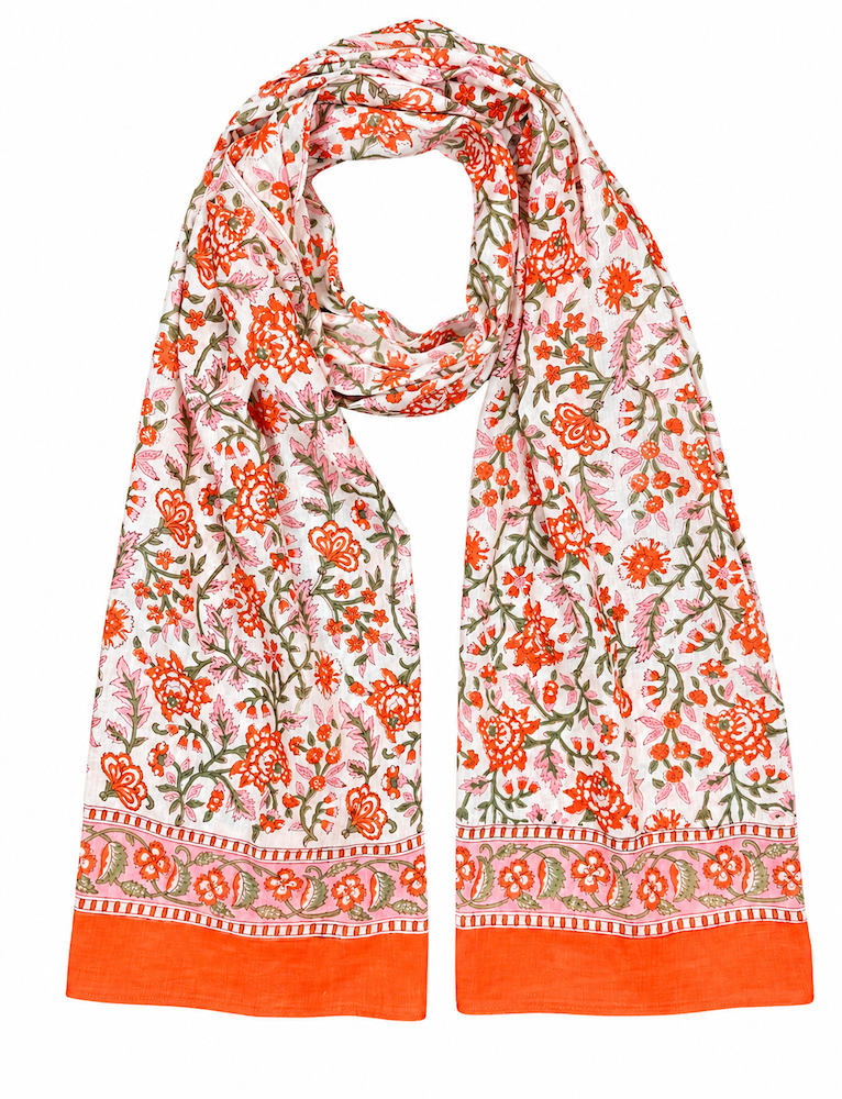 Orange & Pink Floral Scarf