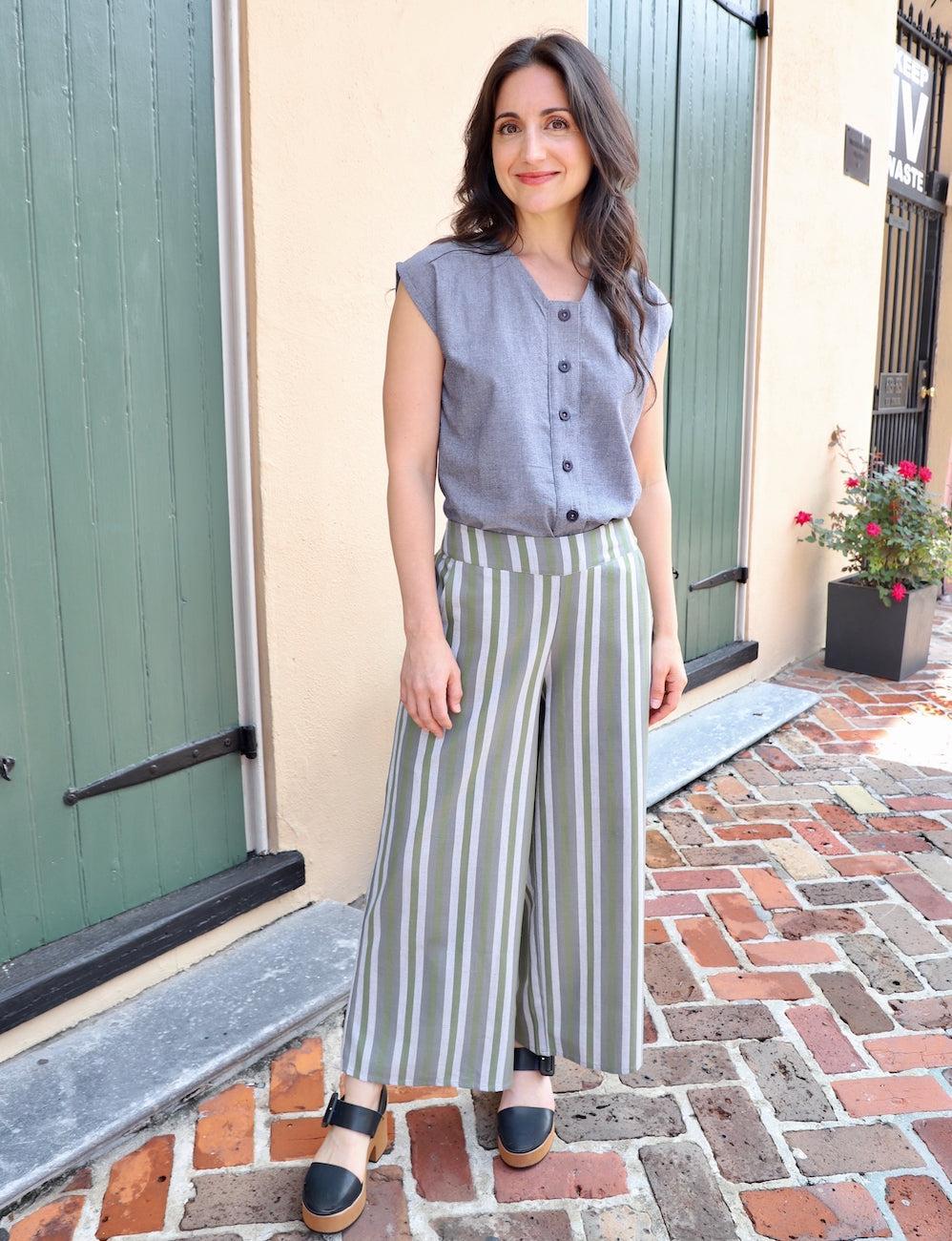 Earth Toned Striped Organic Cotton Pants - Passion Lilie
