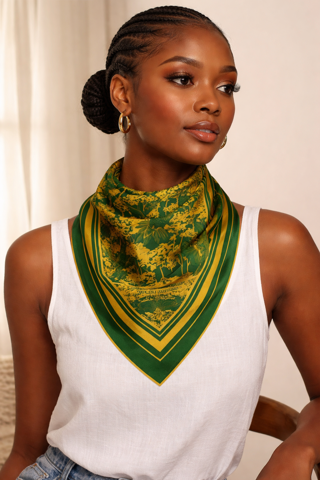 Hummingbird Print Silk Scarf XL