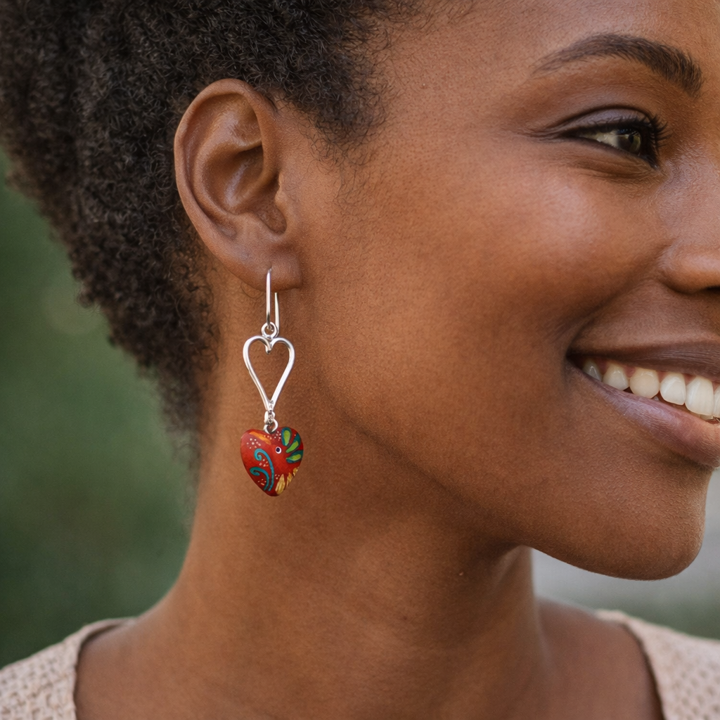 Wood & Silver Hummingbird Earrings
