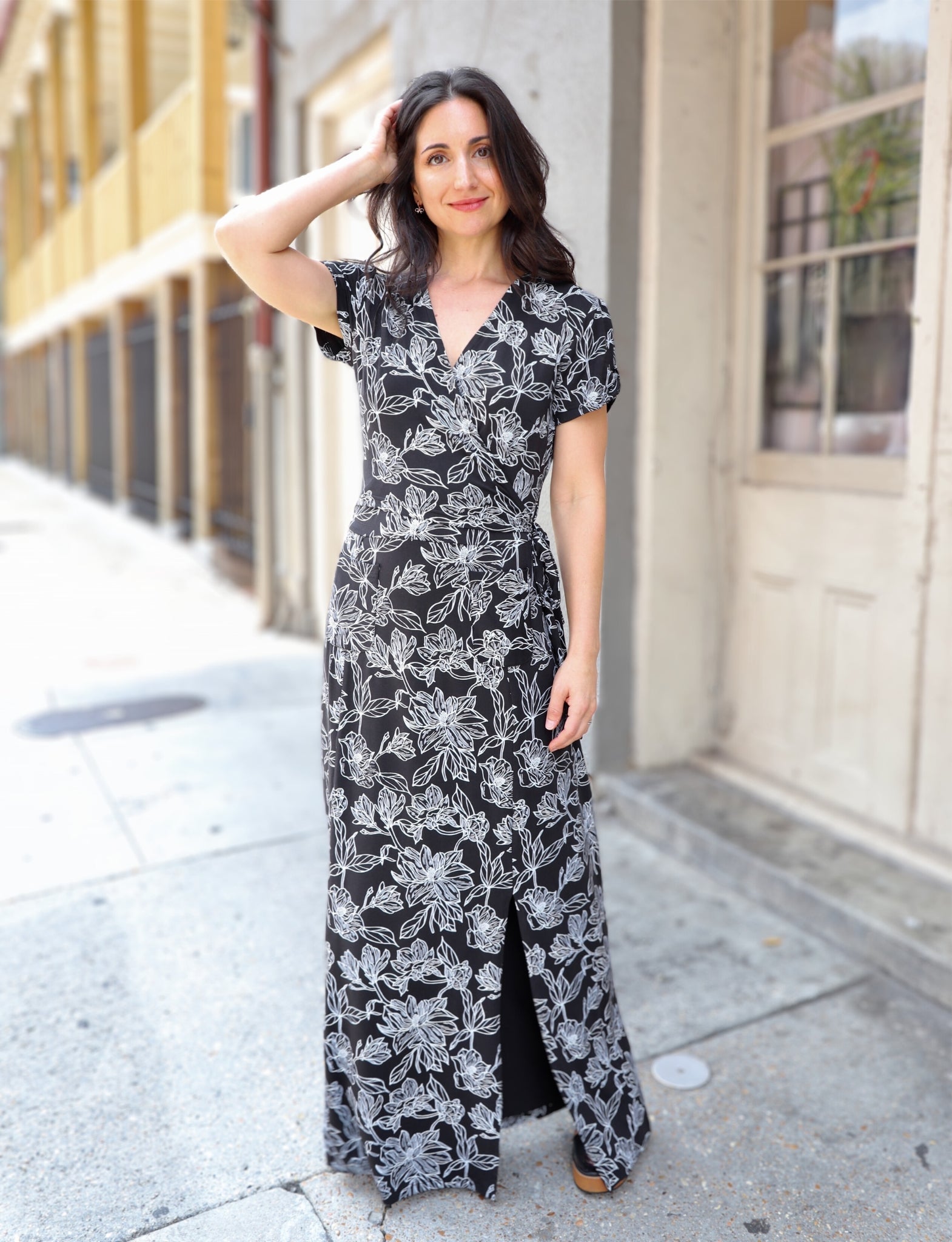 magnolia maxi dress Obsidian Organic Black and White S Maxi length Sweet Magnolia Maxi Dress