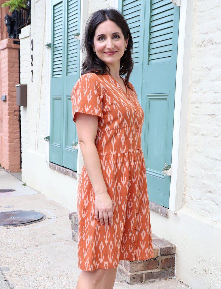 Pumpkin Spice Organic Cotton Button Dress - Passion Lilie