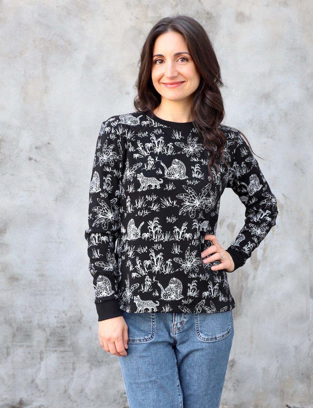 Tigress Black Organic Fleece Sweater - Passion Lilie
