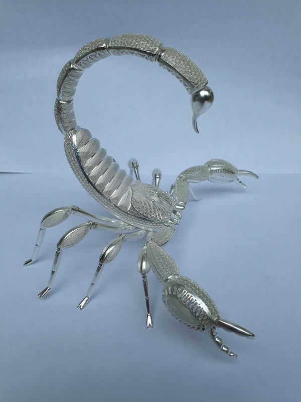 Emperor Scorpion Filigree Brooch in Silver