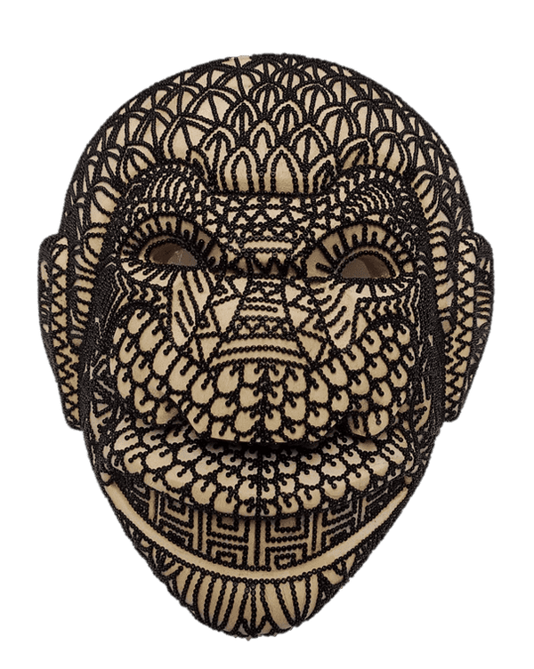 The Face of Native Animals Decorative Mask in Dark Chaquira Artwork