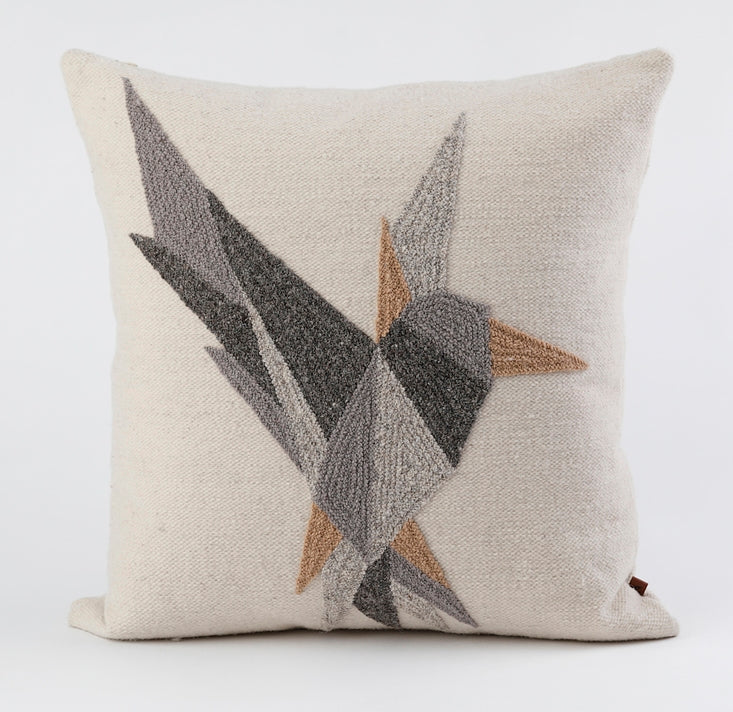 Wool Agata Pillow Cover in Ivory, Gray, Beige and Flesh
