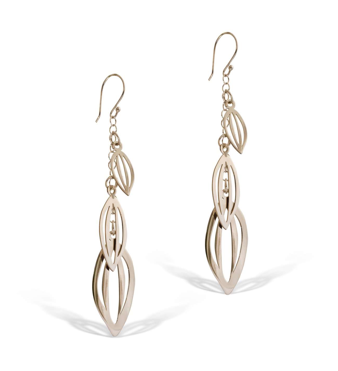 Studio Boutique.- Long Dhalia Leaves Earrings in Sterling Silver