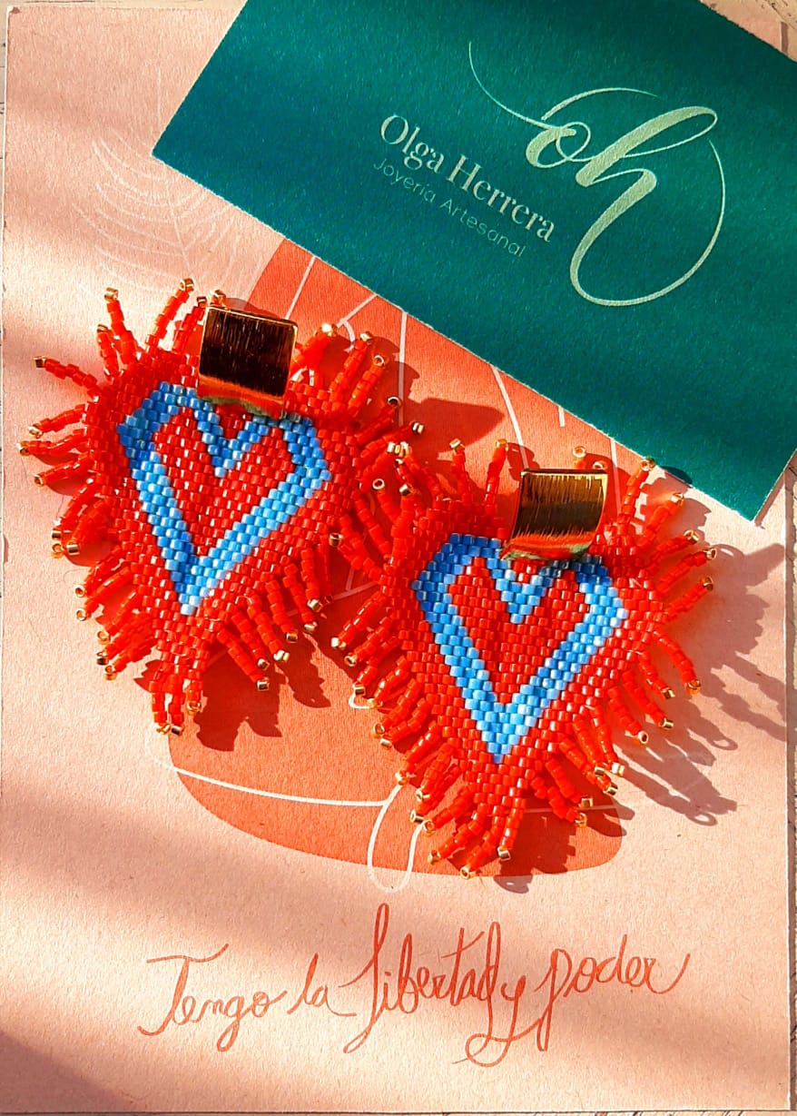 Handmade Red Heart Earrings