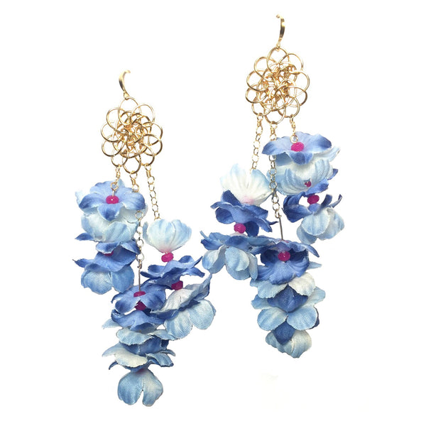 Handmade Designer Blue Floral Earrings - Shop Just