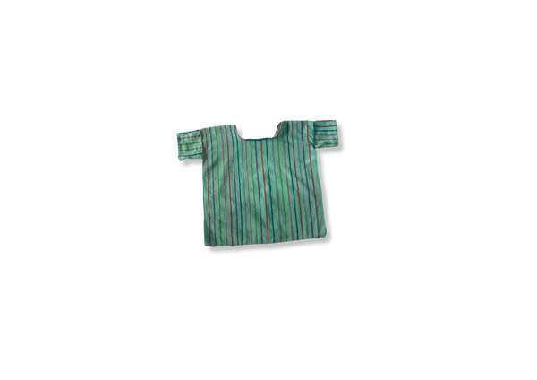 Turquoise Striped Cotton Girl's Blouse