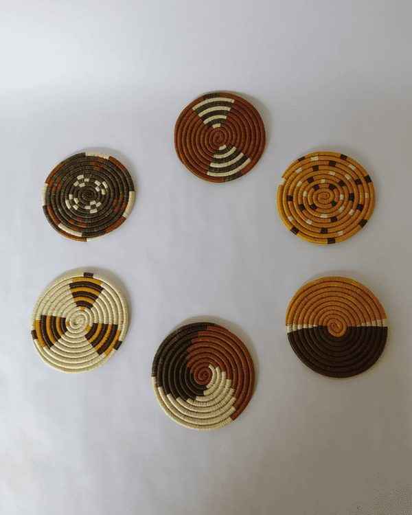 Hand-Woven Coasters  - Set of 6