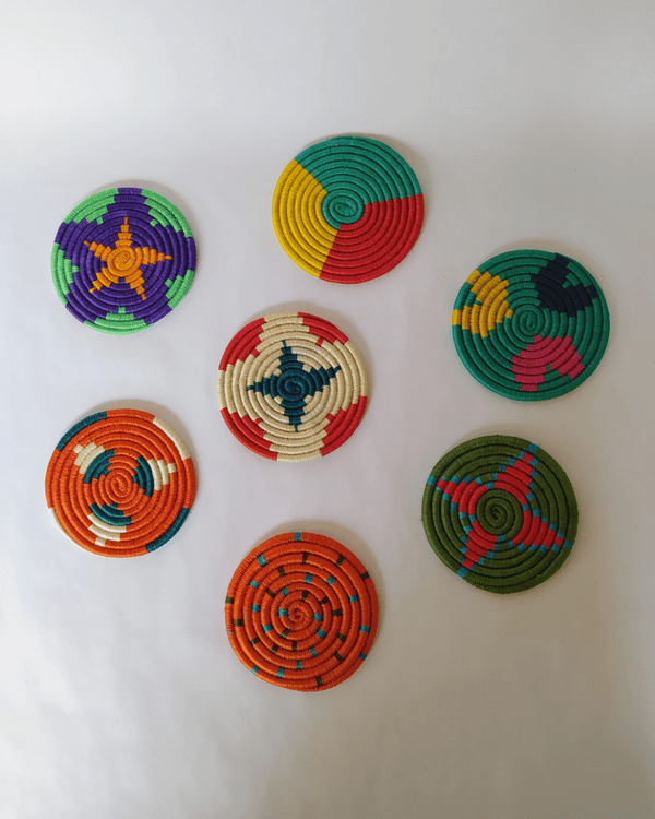 Hand-Woven Coasters - Set of 7