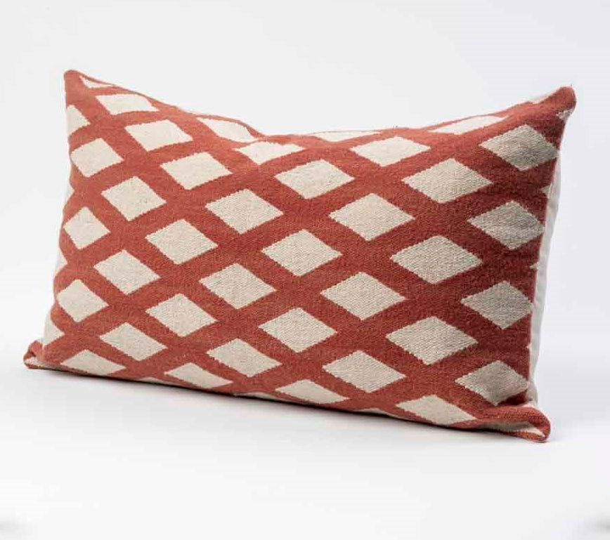 Wool Brick Pillow Cover in Ivory and Ocre
