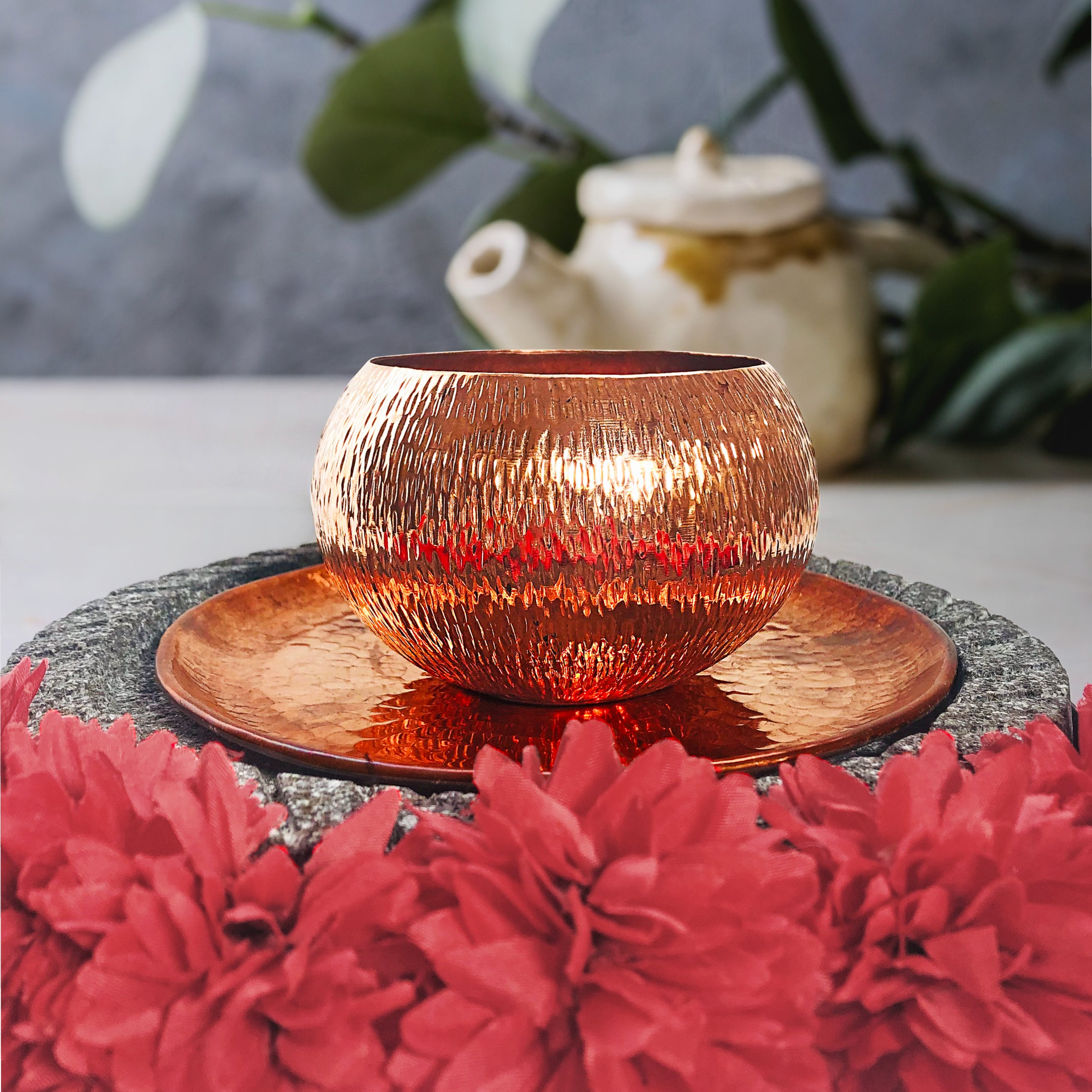 Hammered Copper Metzi Candle Holder