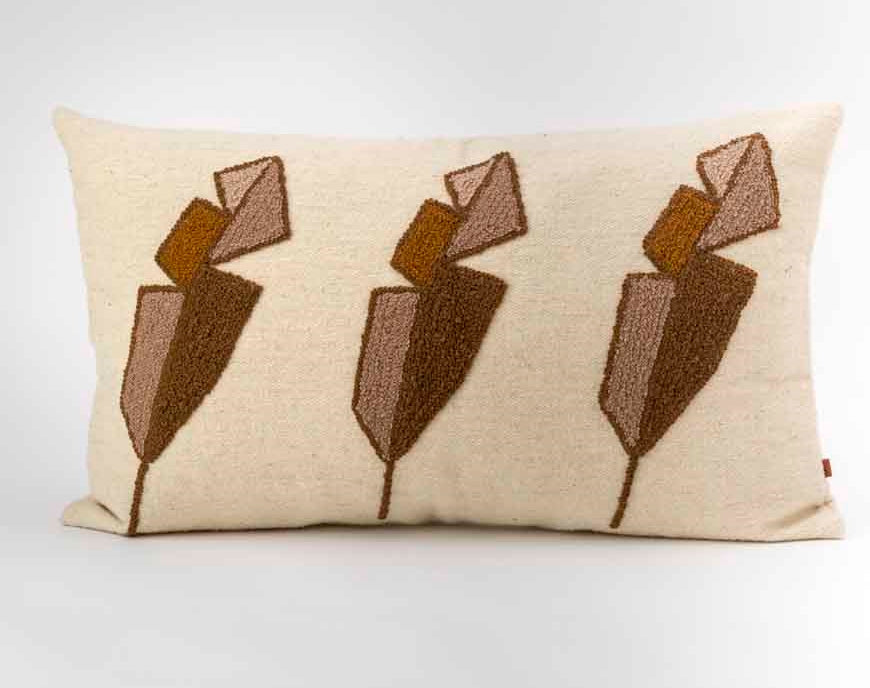 Wool Feather Pillow Case in Ivory, Brown, Beige and Flesh