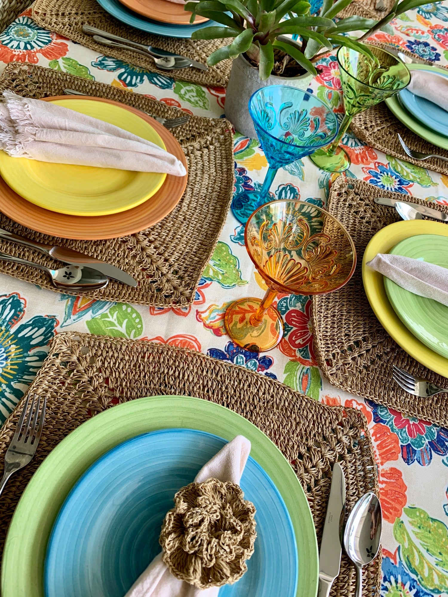 Set of 6 Square Fique Placemat