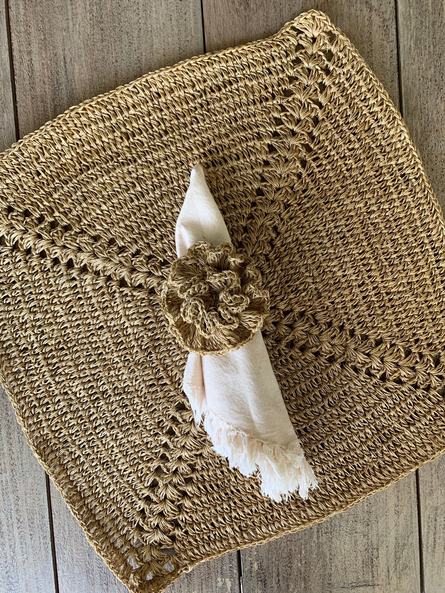 Set of 6 Square Fique Placemat