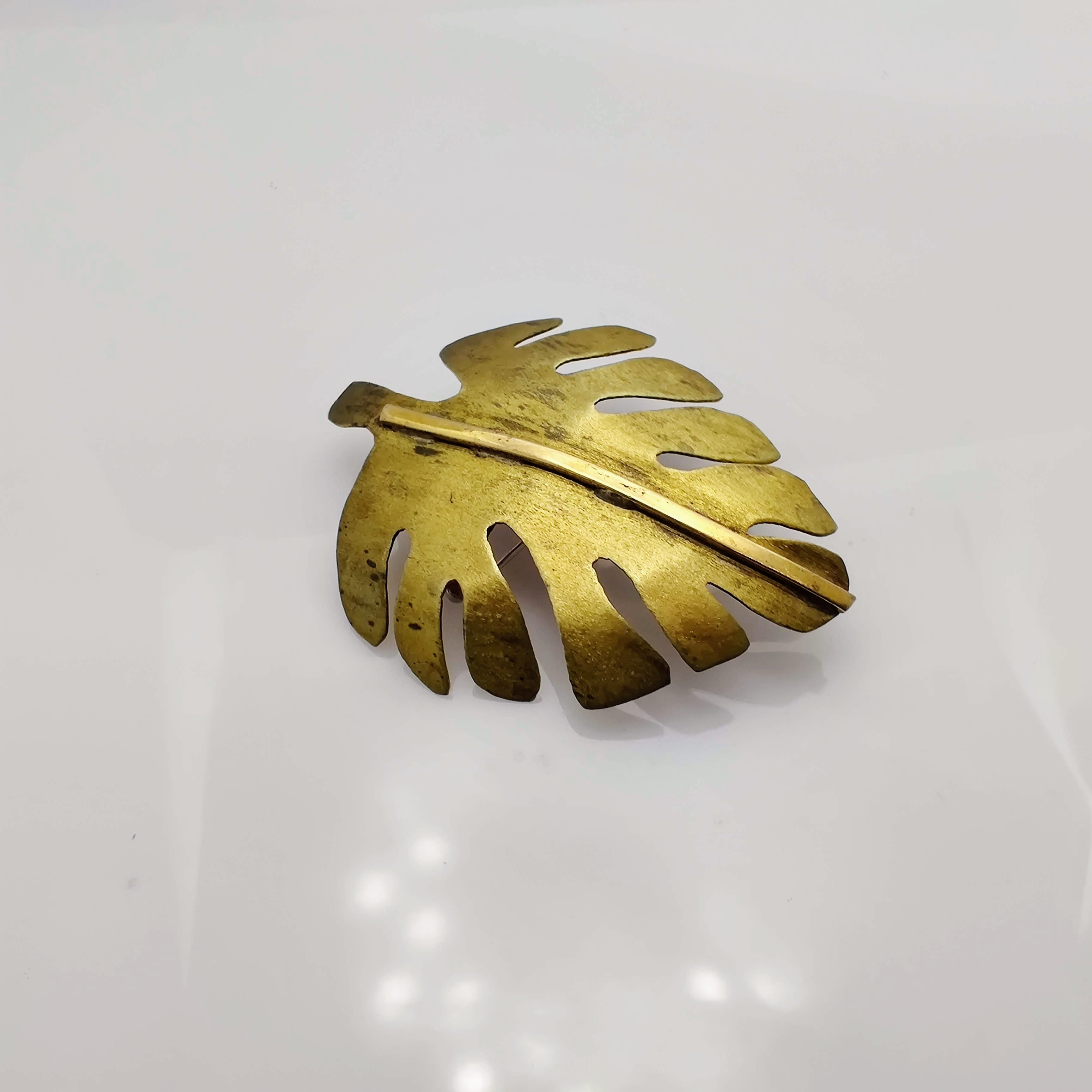 Sounds of the Forest- Handmade- Bronze- Monstera Leaf Pin