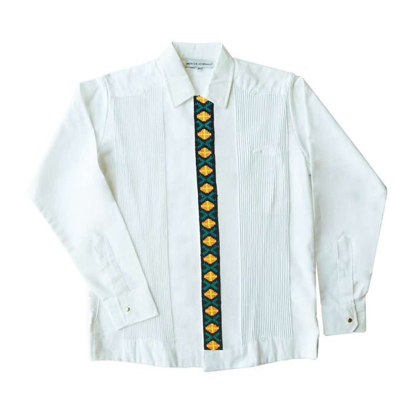 Presidential Guayabera with Hand Embroideries in Yellow