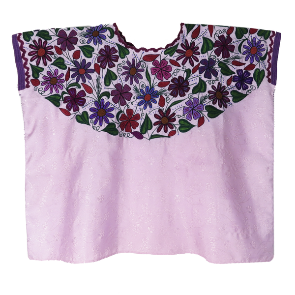 Zinacantán Blouse in Rose and Lilac