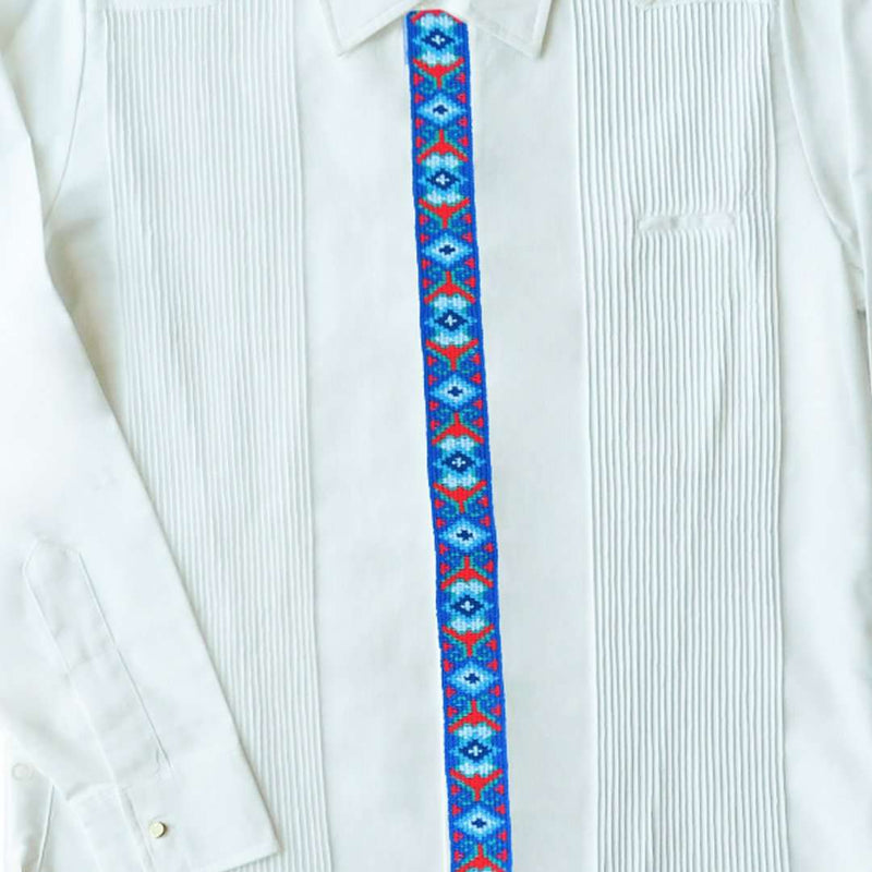 Presidential Guayabera with Hand Embroideries in Blue & Red