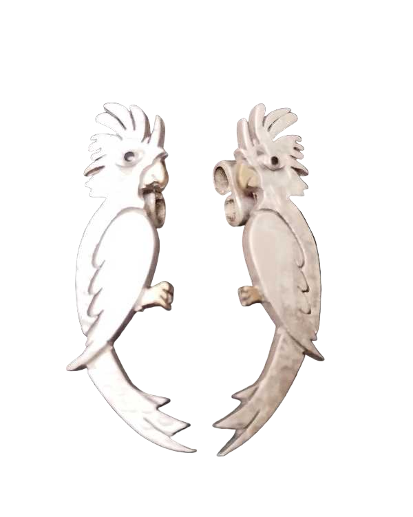Cockatoo-Inspired Silver Earrings