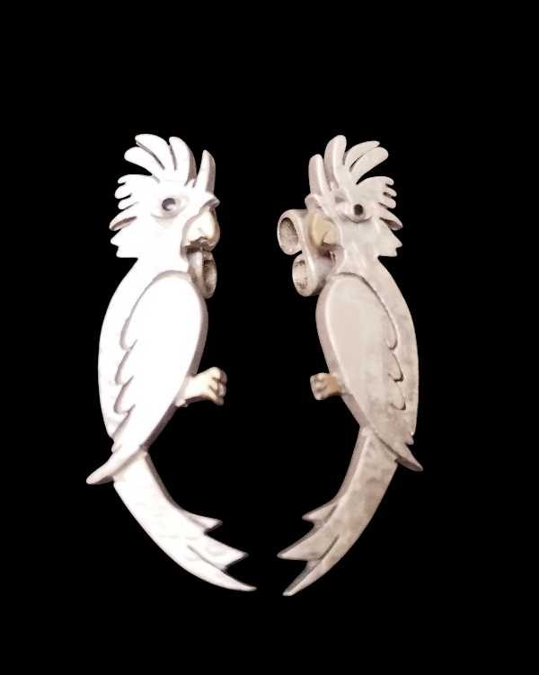 Cockatoo-Inspired Silver Earrings