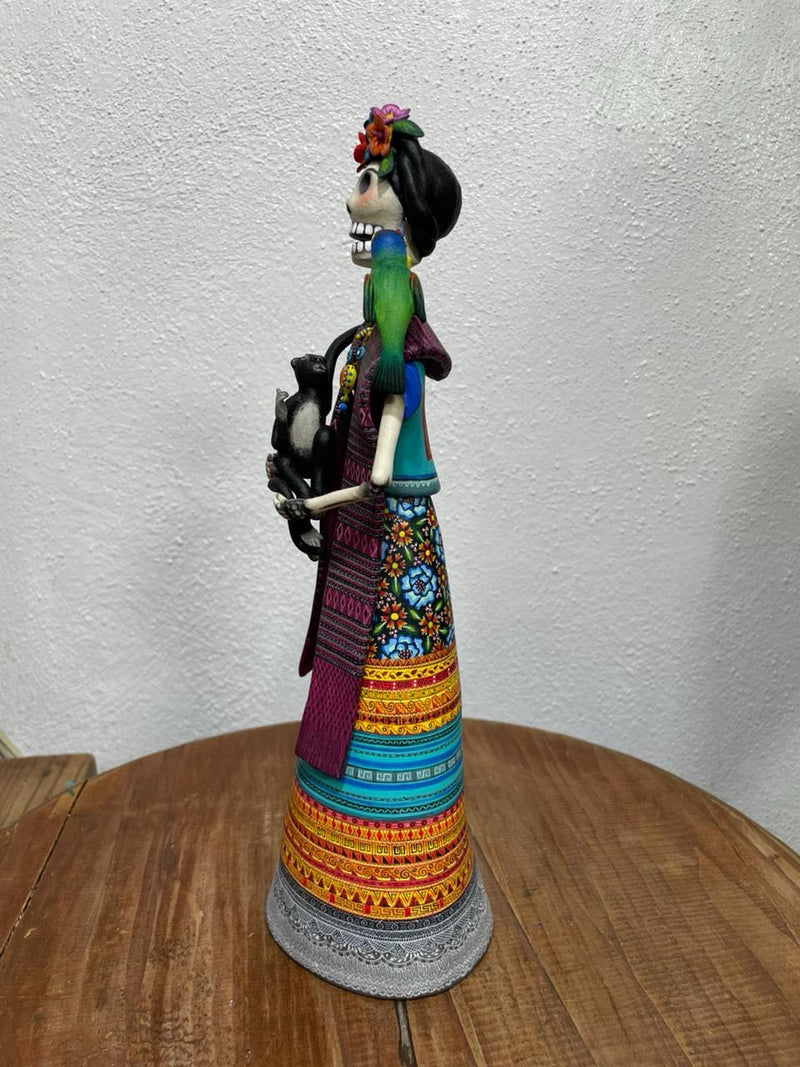 Frida with Animals – Polychrome Clay Figure