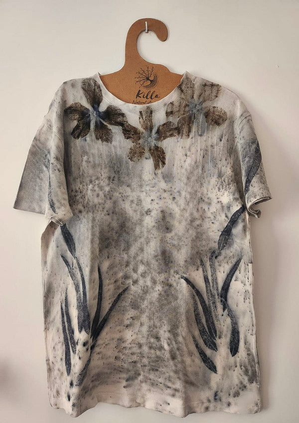 Basic Eco-Print Cotton T-Shirt with Natural Leaf Print – Sustainable Fashion