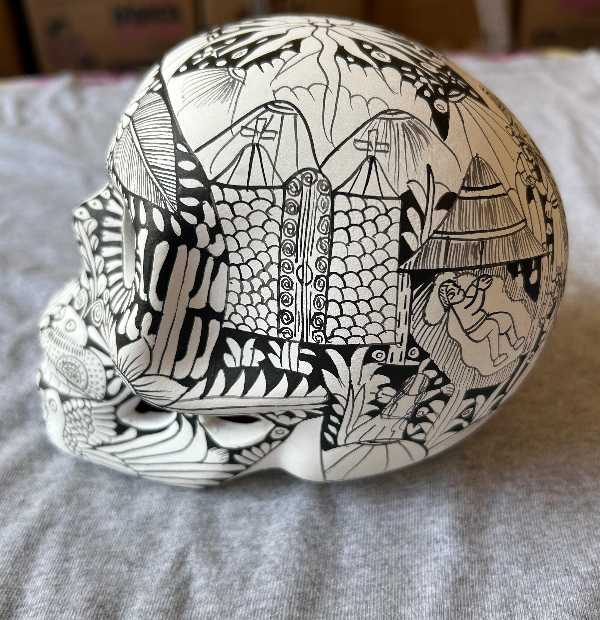 Hand-Painted Clay Skull