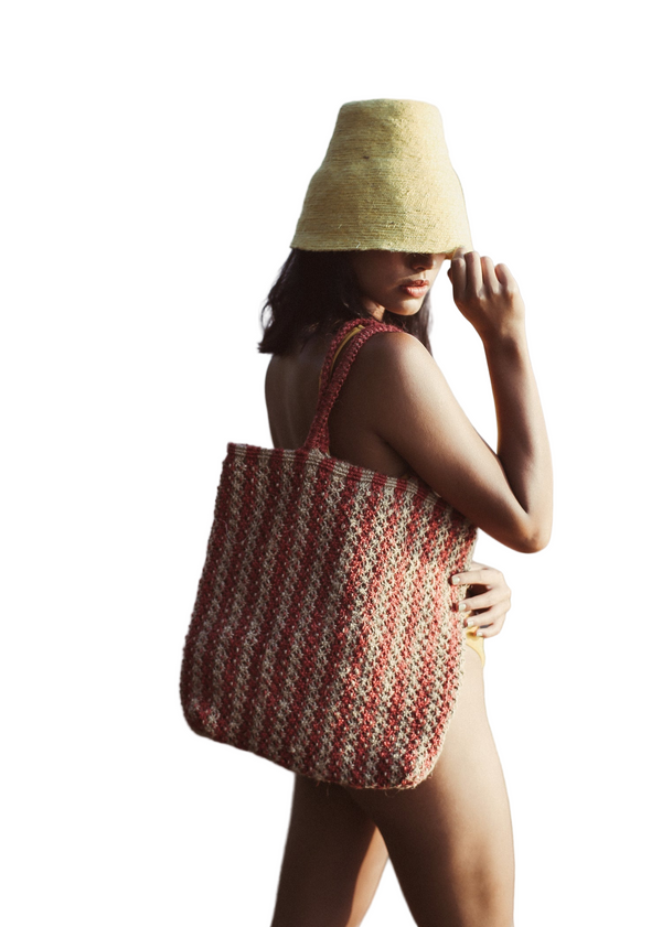 Louisa Striped Straw Tote Bag