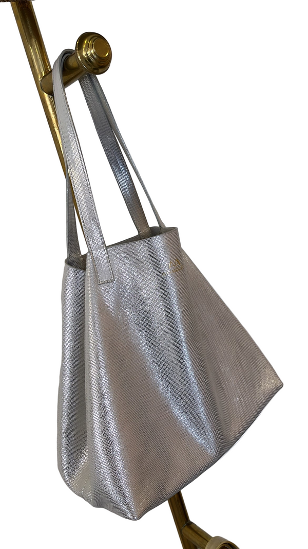 Silver and White Santorini Shopping Bag