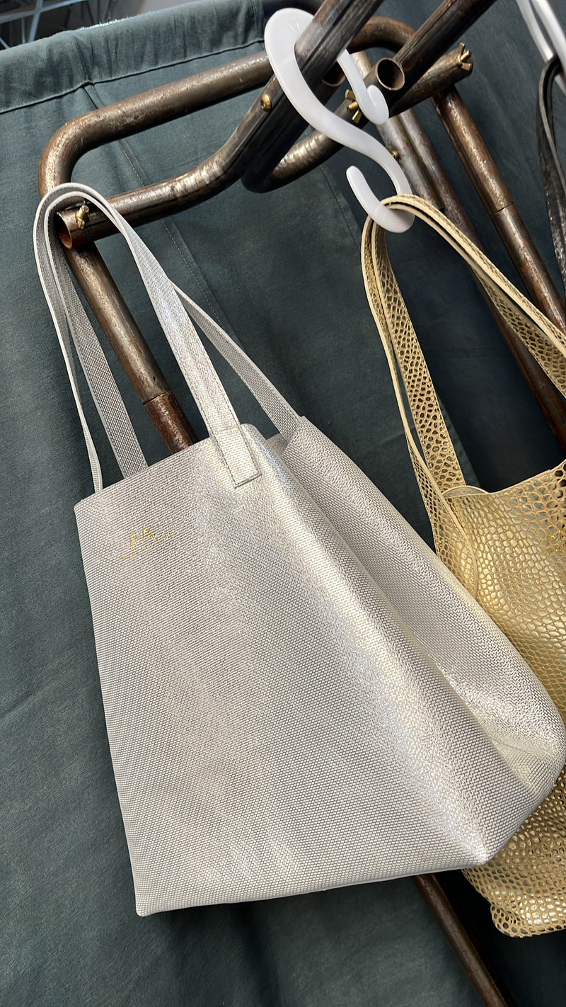 Silver and White Santorini Shopping Bag