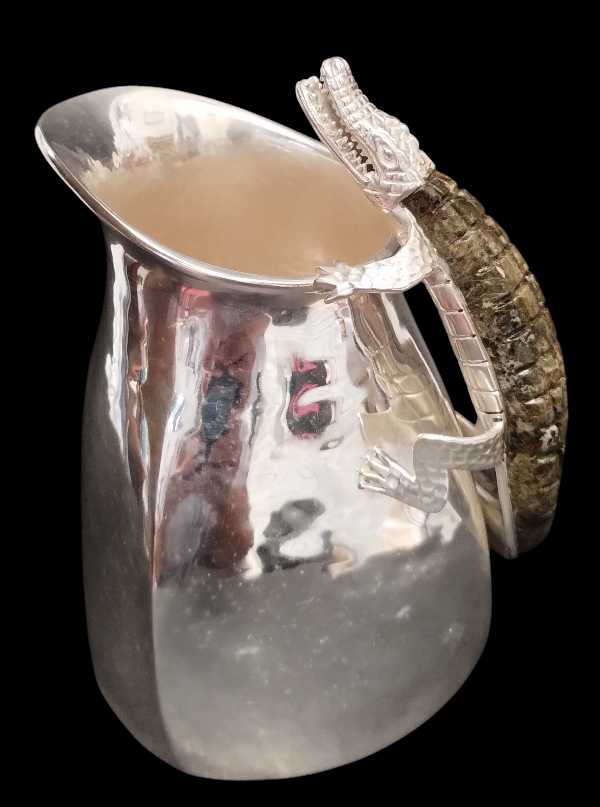 Square Creamer with Crocodile Design and Spoon