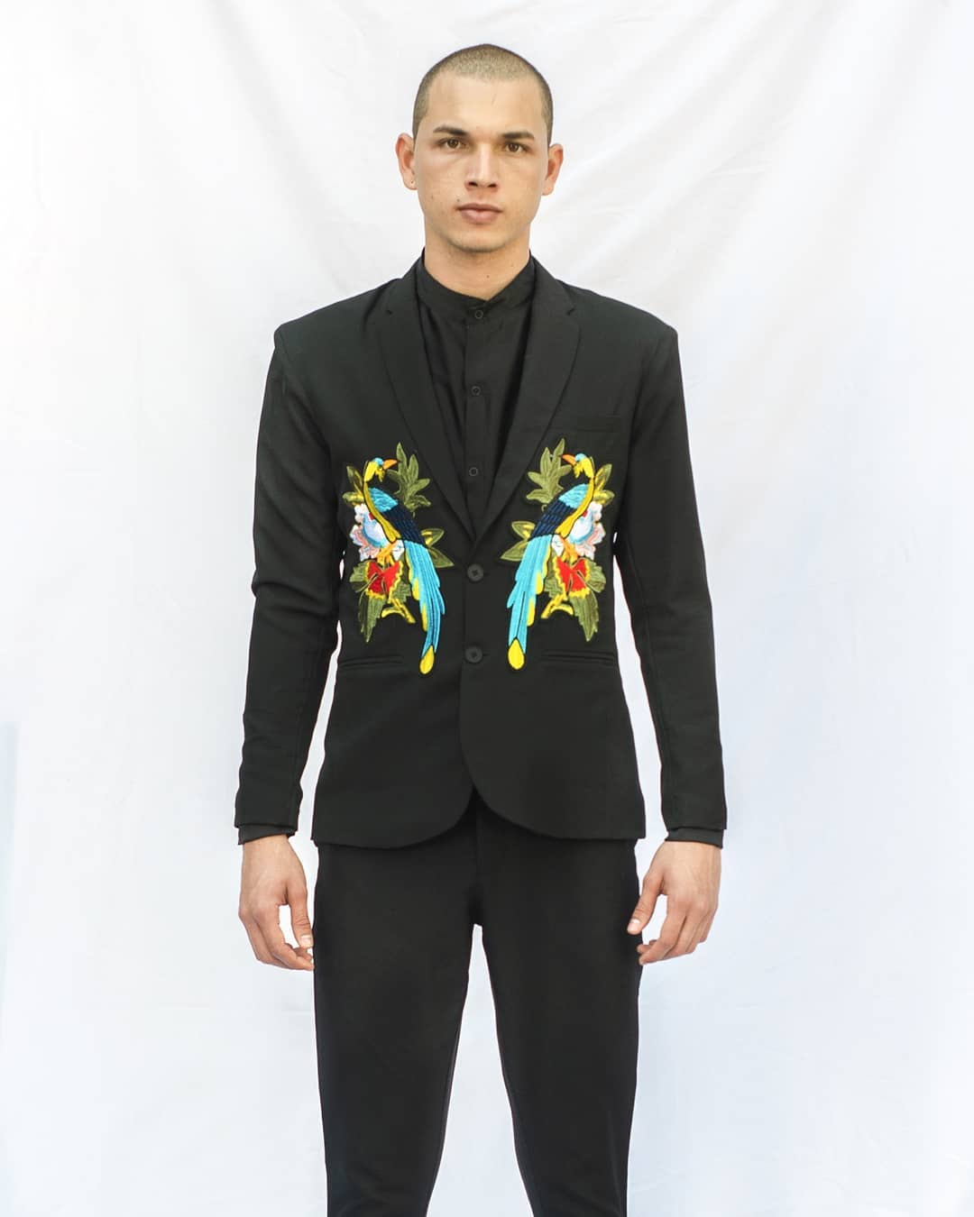 Embroidered Wool Appliqué Blazer