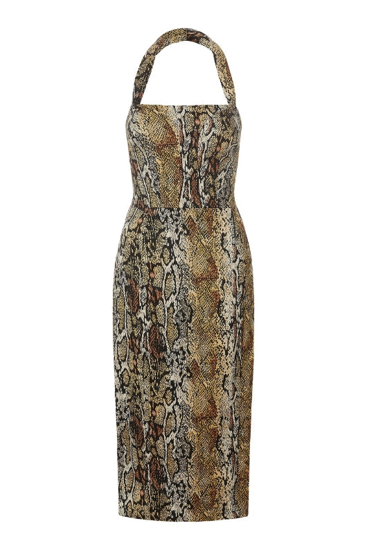 Women's python halter fitted dress