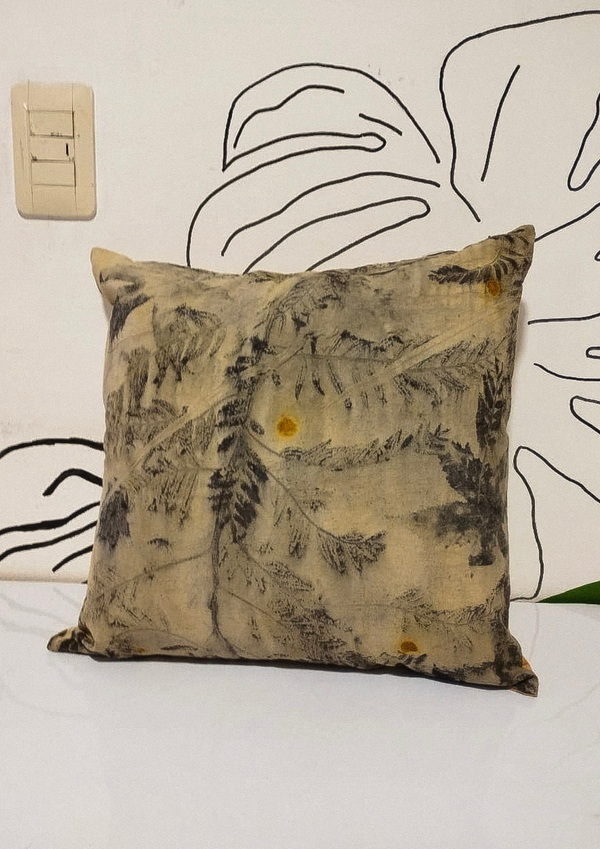 Pure Cotton Cushion Cover with Eco Botanical Print