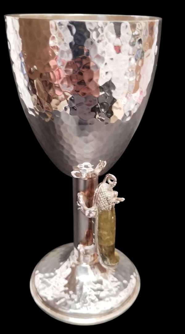 Hammered Goblet with Chameleon Design