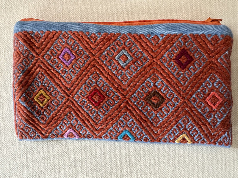 Cotton Make-up Bag - Orange/Blue